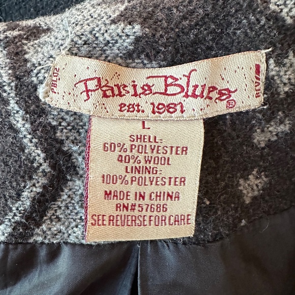 Vintage Paris Blues Southwestern Print Hooded Coat Wool Blend, Brown, Size large - Picture 3 of 10